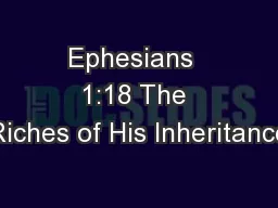 Ephesians  1:18 The Riches of His Inheritance