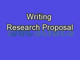 Writing Research Proposal