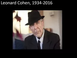 Leonard Cohen, 1934-2016