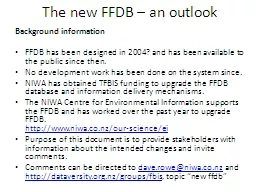 The new FFDB – an outlook