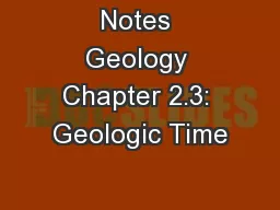 Notes Geology Chapter 2.3: Geologic Time