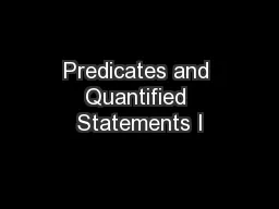 Predicates and Quantified Statements I