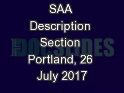 SAA Description Section Portland, 26 July 2017