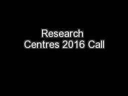 Research Centres 2016 Call