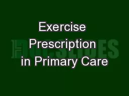 Exercise Prescription in Primary Care