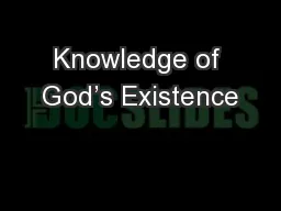 Knowledge of God’s Existence