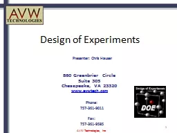 Design of Experiments 1 860 Greenbrier