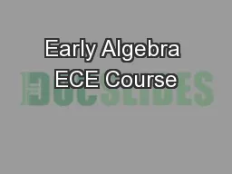 Early Algebra ECE Course
