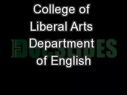 College of Liberal Arts Department of English