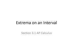 Extrema on an Interval Section 3.1 AP Calculus