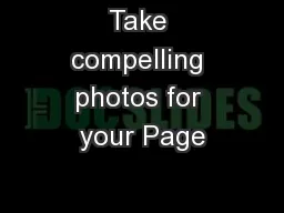 Take compelling photos for your Page