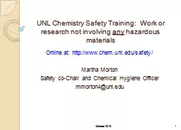 UNL Chemistry Safety Training:  Work or research not involving