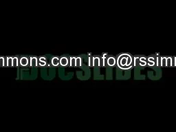 www.rssimmons.com info@rssimmons.com