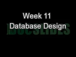 Week 11 Database Design