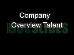 Company  Overview Talent