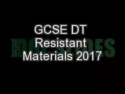 GCSE DT Resistant Materials 2017