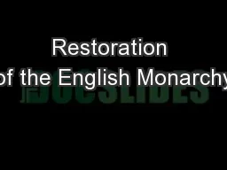 Restoration of the English Monarchy