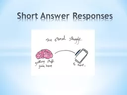 Short Answer Responses Short Answer Response