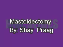 Mastoidectomy By: Shay  Praag