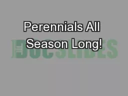 Perennials All Season Long!