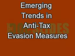 Emerging Trends in Anti-Tax Evasion Measures