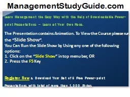 Learn Management the Easy Way with the Help of Downloadable Power-point Presentations