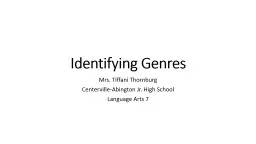 Identifying Genres Mrs. Tiffani Thornburg