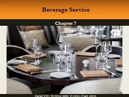 Chapter  7 Beverage Service