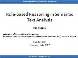 Rule-based Reasoning in Semantic Text Analysis