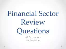 Financial Sector Review Questions