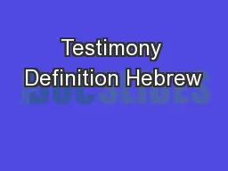 Testimony Definition Hebrew