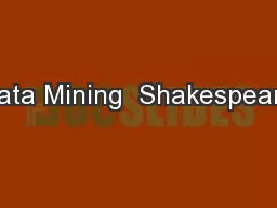 Data Mining  Shakespeare