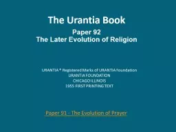 The Urantia Book Paper 92
