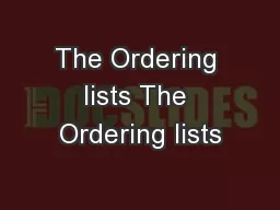 The Ordering lists The Ordering lists
