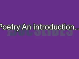 Poetry An introduction…