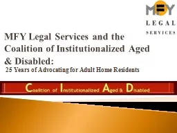 MFY Legal Services and the Coalition of Institutionalized Aged & Disabled: