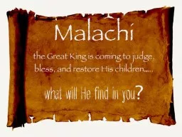 Malachi 1:1-5 1  The oracle of the word of the Lord to Israel by Malachi.