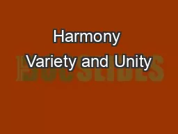 Harmony Variety and Unity