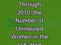 After Rising Steadily Through 2010, the Number of Uninsured Women in the U.S. Had Fallen