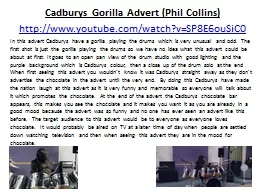 Cadburys Gorilla Advert (Phil Collins)