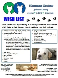 Make a difference by collecting & donating items from our wish list which helps us