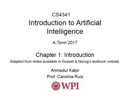 CS4341 	 Introduction to Artificial Intelligence