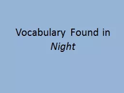 Vocabulary Found in  Night