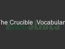 The Crucible  Vocabulary