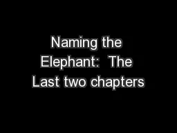 Naming the Elephant:  The Last two chapters