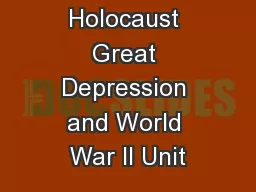 The Holocaust Great Depression and World War II Unit