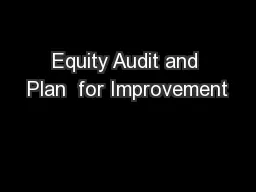 Equity Audit and Plan  for Improvement