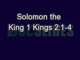 Solomon the King 1 Kings 2:1-4