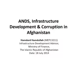 ANDS, Infrastructure Development & Corruption in Afghanistan