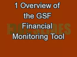 1 Overview of the GSF Financial Monitoring Tool